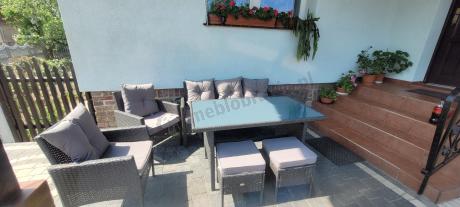 Zestaw mebli ogrodowych z technorattanu z sofą 140cm i fotelami Torino Dining antracyt