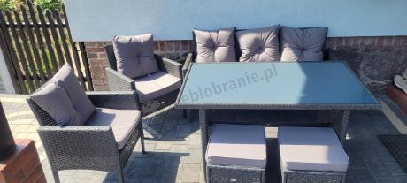 Zestaw mebli ogrodowych z technorattanu z sofą 140cm i fotelami Torino Dining antracyt