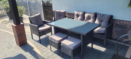 Zestaw mebli ogrodowych z technorattanu z sofą 140cm i fotelami Torino Dining antracyt