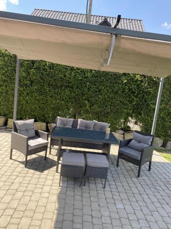 Zestaw mebli ogrodowych z technorattanu z sofą 140cm i fotelami Torino Dining antracyt