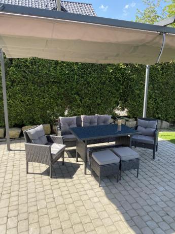 Zestaw mebli ogrodowych z technorattanu z sofą 140cm i fotelami Torino Dining antracyt