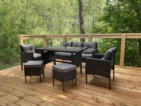 Zestaw mebli ogrodowych z technorattanu z sofą 140cm i fotelami Torino Dining antracyt