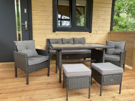 Zestaw mebli ogrodowych z technorattanu z sofą 140cm i fotelami Torino Dining antracyt