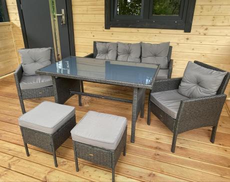 Zestaw mebli ogrodowych z technorattanu z sofą 140cm i fotelami Torino Dining antracyt