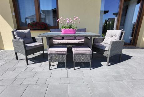 Zestaw mebli ogrodowych z technorattanu z sofą 140cm i fotelami Torino Dining antracyt