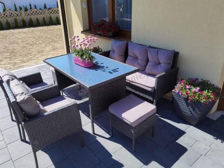 Zestaw mebli ogrodowych z technorattanu z sofą 140cm i fotelami Torino Dining antracyt