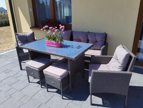 Zestaw mebli ogrodowych z technorattanu z sofą 140cm i fotelami Torino Dining antracyt