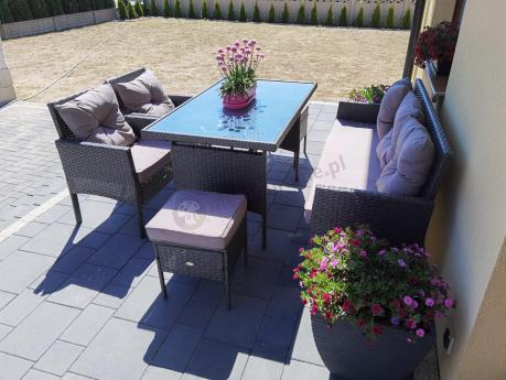 Zestaw mebli ogrodowych z technorattanu z sofą 140cm i fotelami Torino Dining antracyt