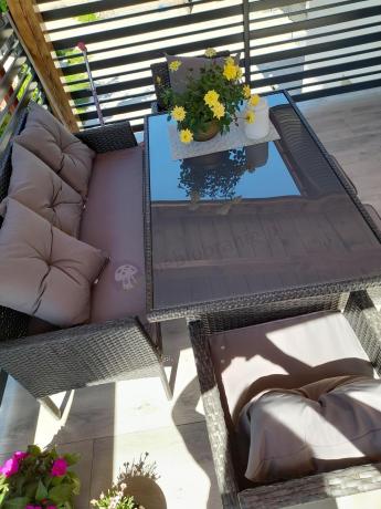 Zestaw mebli ogrodowych z technorattanu z sofą 140cm i fotelami Torino Dining antracyt