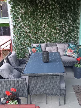 Zestaw mebli ogrodowych z technorattanu z sofą 140cm i fotelami Torino Dining antracyt