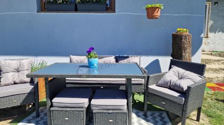 Zestaw mebli ogrodowych z technorattanu z sofą 140cm i fotelami Torino Dining antracyt
