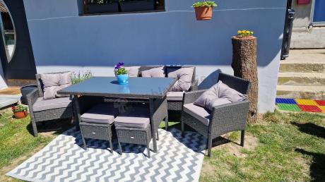 Zestaw mebli ogrodowych z technorattanu z sofą 140cm i fotelami Torino Dining antracyt