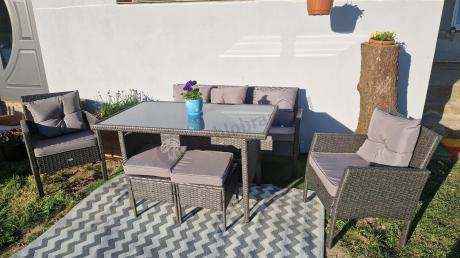 Zestaw mebli ogrodowych z technorattanu z sofą 140cm i fotelami Torino Dining antracyt