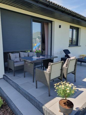 Zestaw mebli ogrodowych z technorattanu z sofą 140cm i fotelami Torino Dining antracyt