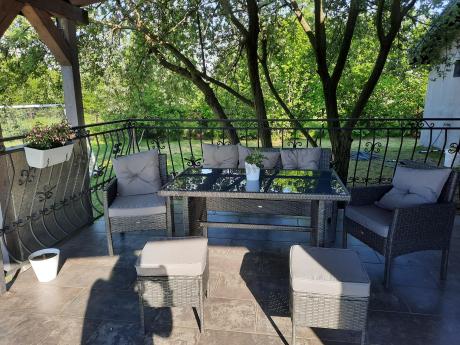 Zestaw mebli ogrodowych z technorattanu z sofą 140cm i fotelami Torino Dining antracyt
