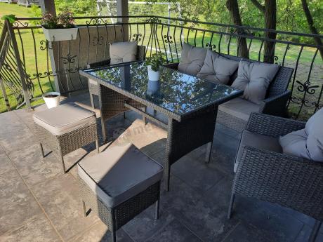 Zestaw mebli ogrodowych z technorattanu z sofą 140cm i fotelami Torino Dining antracyt