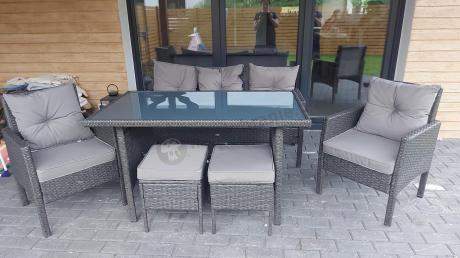 Zestaw mebli ogrodowych z technorattanu z sofą 140cm i fotelami Torino Dining antracyt