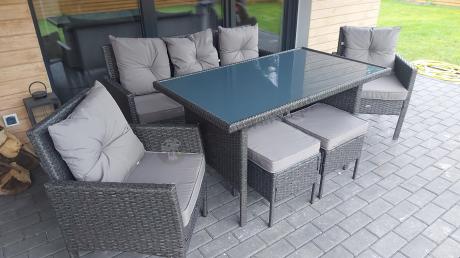Zestaw mebli ogrodowych z technorattanu z sofą 140cm i fotelami Torino Dining antracyt