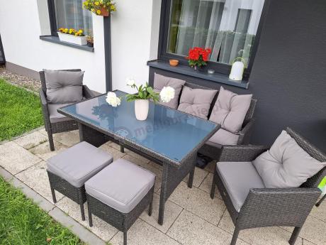 Zestaw mebli ogrodowych z technorattanu z sofą 140cm i fotelami Torino Dining antracyt