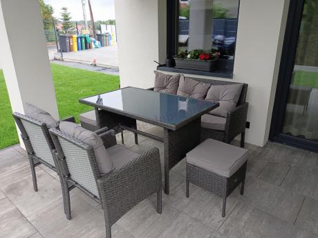 Zestaw mebli ogrodowych z technorattanu z sofą 140cm i fotelami Torino Dining antracyt