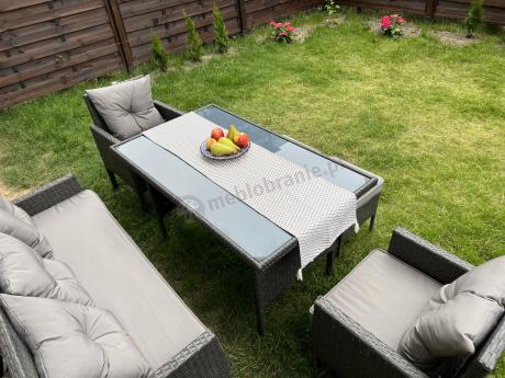 Zestaw mebli ogrodowych z technorattanu z sofą 140cm i fotelami Torino Dining antracyt
