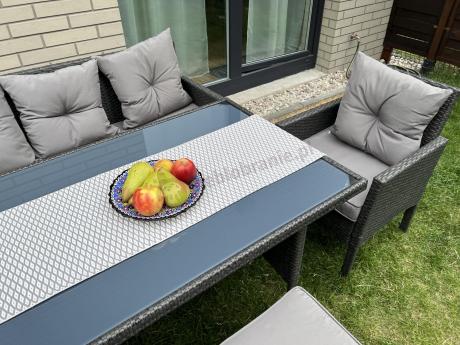 Zestaw mebli ogrodowych z technorattanu z sofą 140cm i fotelami Torino Dining antracyt