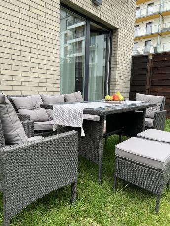 Zestaw mebli ogrodowych z technorattanu z sofą 140cm i fotelami Torino Dining antracyt
