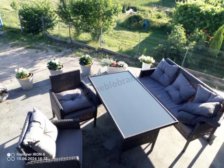 Zestaw mebli ogrodowych z technorattanu z sofą 140cm i fotelami Torino Dining antracyt