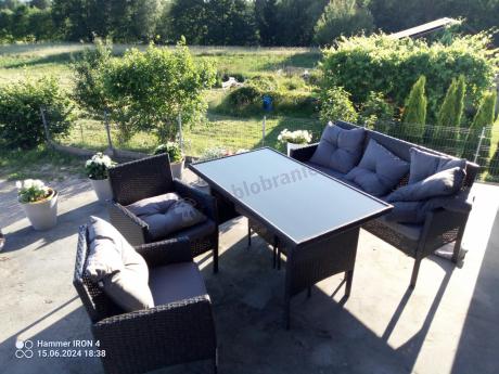 Zestaw mebli ogrodowych z technorattanu z sofą 140cm i fotelami Torino Dining antracyt