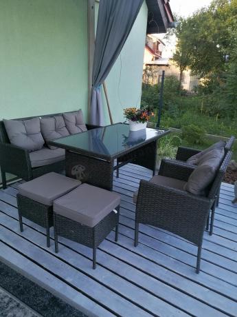 Zestaw mebli ogrodowych z technorattanu z sofą 140cm i fotelami Torino Dining antracyt