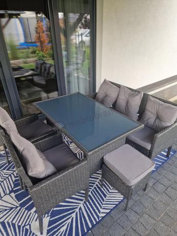 Zestaw mebli ogrodowych z technorattanu z sofą 140cm i fotelami Torino Dining antracyt