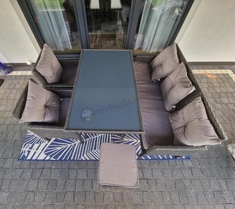 Zestaw mebli ogrodowych z technorattanu z sofą 140cm i fotelami Torino Dining antracyt