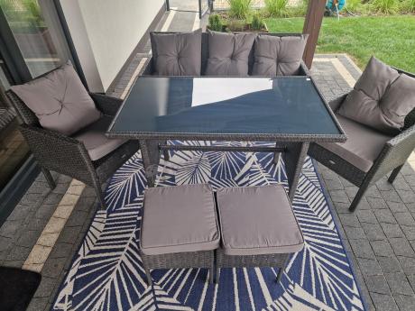 Zestaw mebli ogrodowych z technorattanu z sofą 140cm i fotelami Torino Dining antracyt