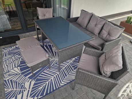 Zestaw mebli ogrodowych z technorattanu z sofą 140cm i fotelami Torino Dining antracyt