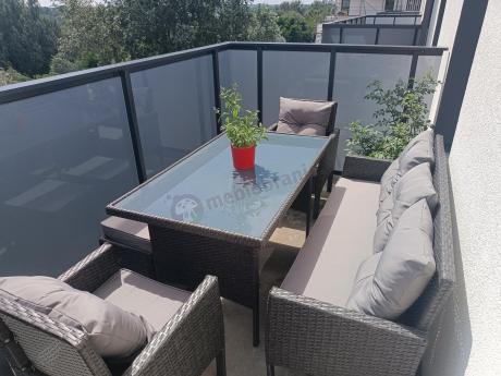 Zestaw mebli ogrodowych z technorattanu z sofą 140cm i fotelami Torino Dining antracyt