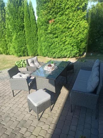 Zestaw mebli ogrodowych z technorattanu z sofą 140cm i fotelami Torino Dining antracyt