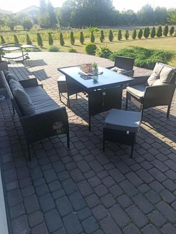 Zestaw mebli ogrodowych z technorattanu z sofą 140cm i fotelami Torino Dining antracyt