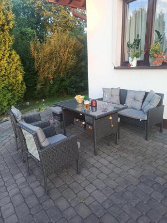 Zestaw mebli ogrodowych z technorattanu z sofą 140cm i fotelami Torino Dining antracyt