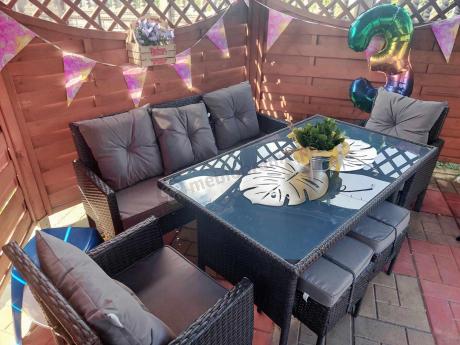 Zestaw mebli ogrodowych z technorattanu z sofą 140cm i fotelami Torino Dining antracyt