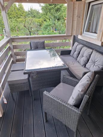 Zestaw mebli ogrodowych z technorattanu z sofą 140cm i fotelami Torino Dining antracyt