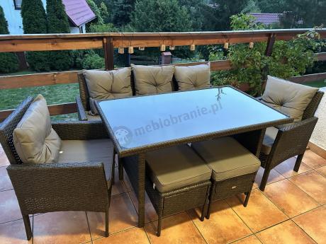 Zestaw mebli ogrodowych z technorattanu z sofą 140cm i fotelami Torino Dining antracyt