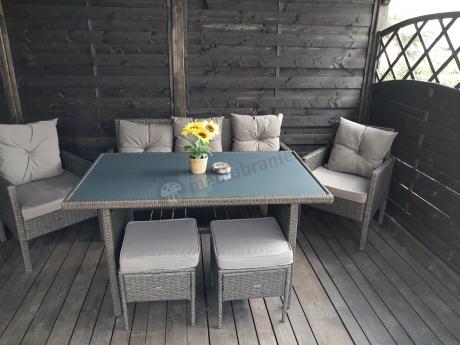 Zestaw mebli ogrodowych z technorattanu z sofą 140cm i fotelami Torino Dining antracyt