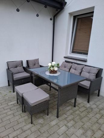 Zestaw mebli ogrodowych z technorattanu z sofą 140cm i fotelami Torino Dining antracyt