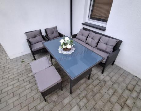 Zestaw mebli ogrodowych z technorattanu z sofą 140cm i fotelami Torino Dining antracyt