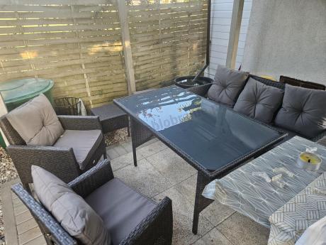 Zestaw mebli ogrodowych z technorattanu z sofą 140cm i fotelami Torino Dining antracyt