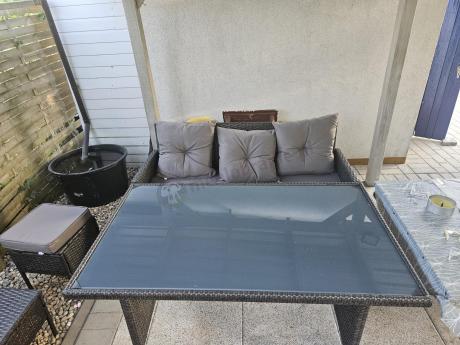 Zestaw mebli ogrodowych z technorattanu z sofą 140cm i fotelami Torino Dining antracyt