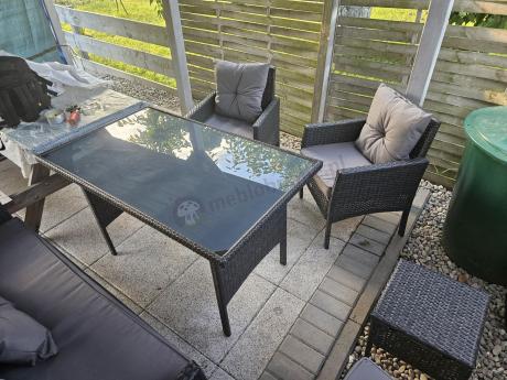 Zestaw mebli ogrodowych z technorattanu z sofą 140cm i fotelami Torino Dining antracyt