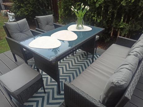 Zestaw mebli ogrodowych z technorattanu z sofą 140cm i fotelami Torino Dining antracyt