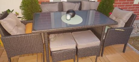 Zestaw mebli ogrodowych z technorattanu z sofą 140cm i fotelami Torino Dining antracyt