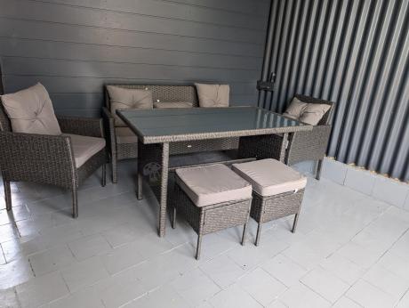 Zestaw mebli ogrodowych z technorattanu z sofą 140cm i fotelami Torino Dining antracyt